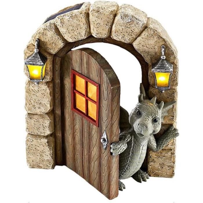 Statue De Dragon En Résine - Décoration Jardin Extérieur | Dimensions 21x15x10 Cm - Sculpture Réaliste Et Détaillée - 2