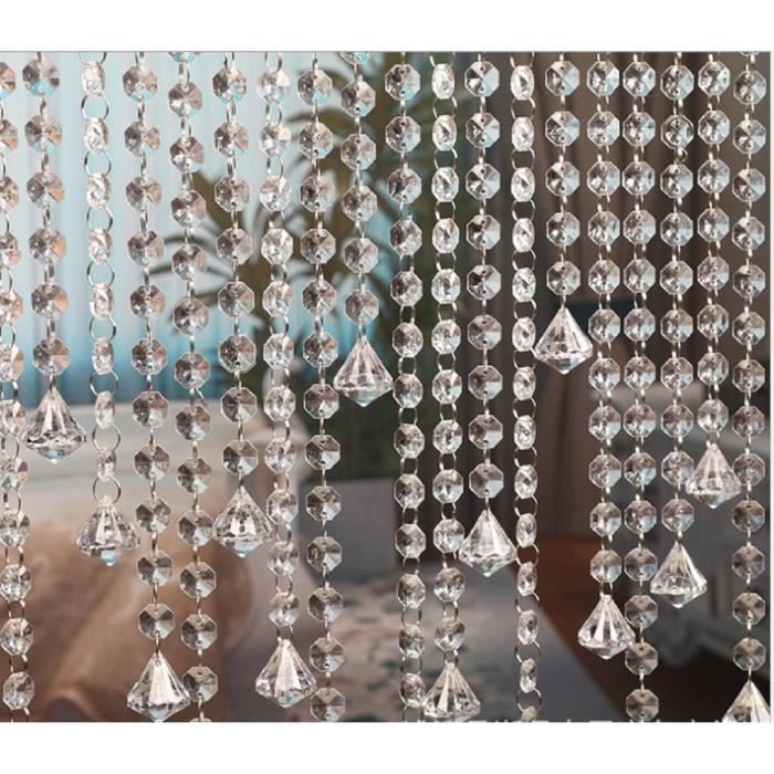 Fête Décorer Noël Mariage HQdeal 10m Chaînes de Perles de Cristal Acrylique Octogonales Décorations de Mariage,Guirlande de Perles de Verre pour Rideaux de Porte,Fabrication de Bijoux Transparent