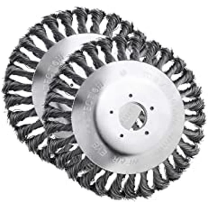 Brosses Désherbeuses CCLIFE - Lot De 2 - Fil Acier Pour Débroussailleuse (200mm) - Nettoyage Joints Et Mousse