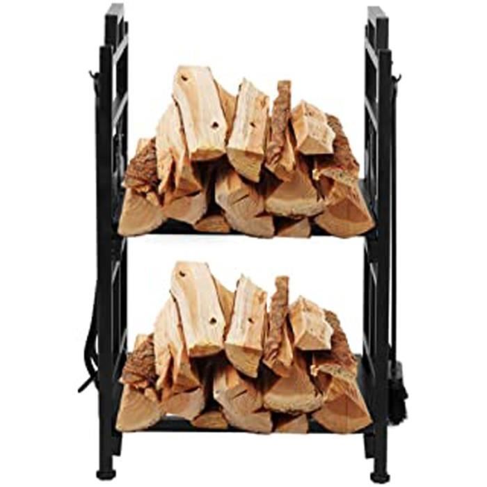 qc905 range buche interieur support de stockage de buches de bois a double couche support de bois de chauffage de grande capacite cdiscount jardin