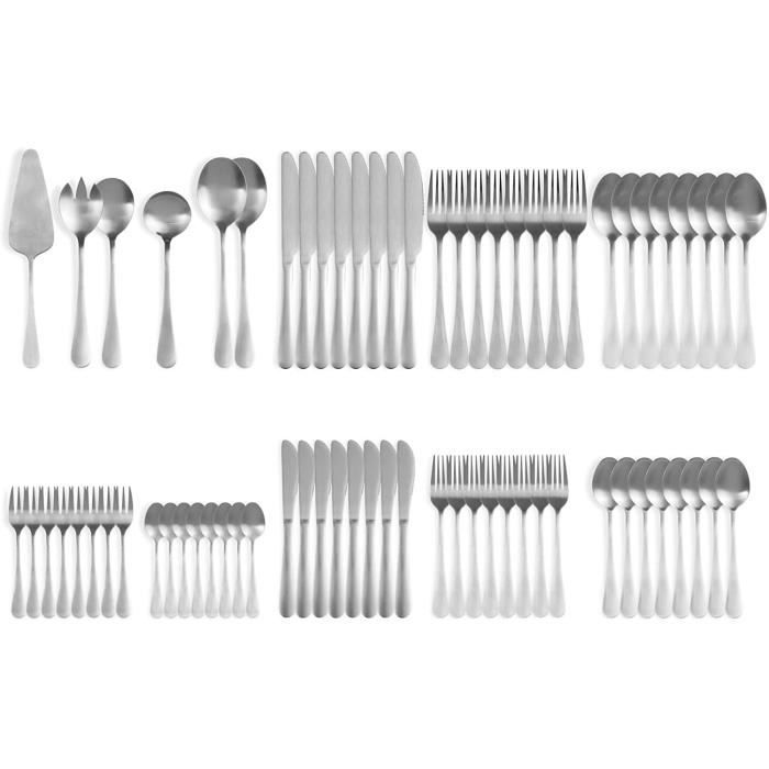 Couverts de table inox 70 pièces, ménagères de couverts assorties, set de couvert en acier