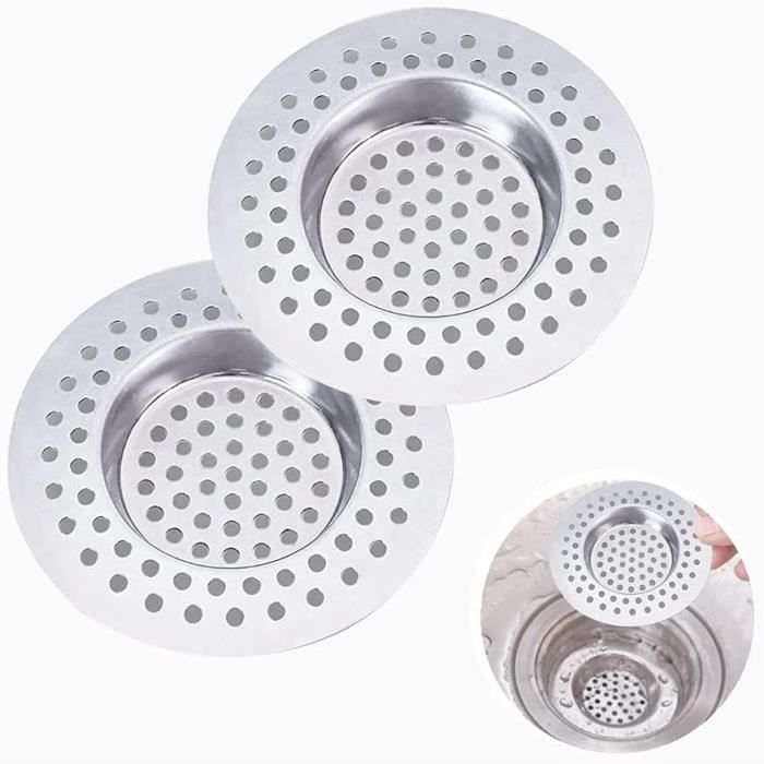Lot De 2 Filtres Évier Cuisine En Acier Inoxydable – Grille Crépine 11x7,5 Cm Avec Poignée – Anti-Bouchon Réutilisable Pour Évier Et Lavabo