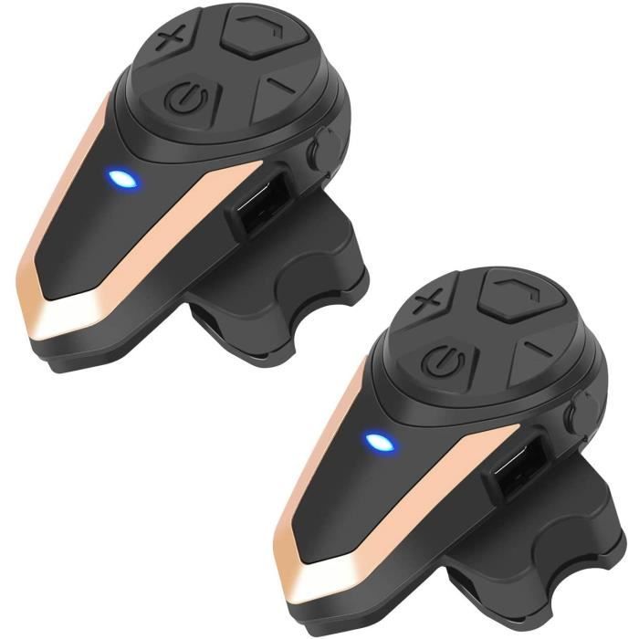 Talkie walkie BETOWEY Intercom Moto pour 2 Casques, BT-S3 Interphone sans Fil Oreillette Bluetooth pour Casque Moto (Or)238