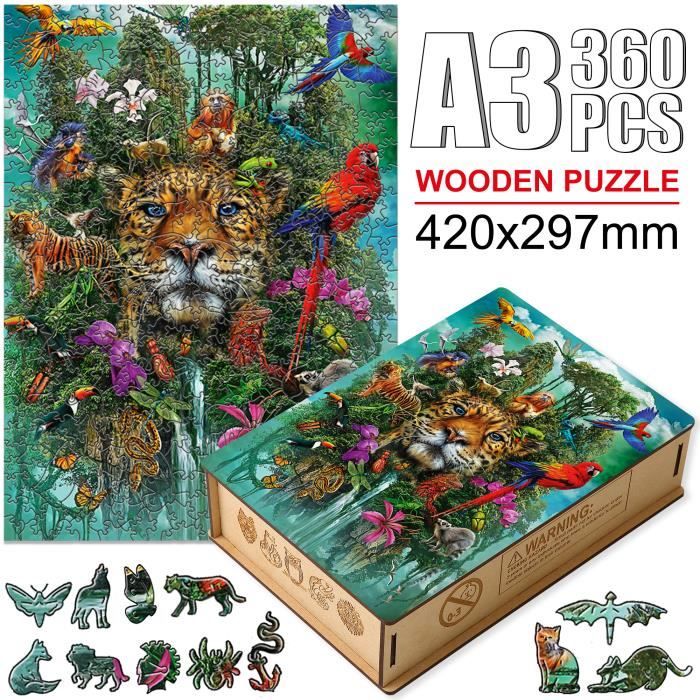 Puzzle Famille KAAYEE Puzzle Bois Animaux KAAYEE - Formes Animales - Boîte Cadeau Bois - 100 Pièces Puzzle Familial KAAYEE