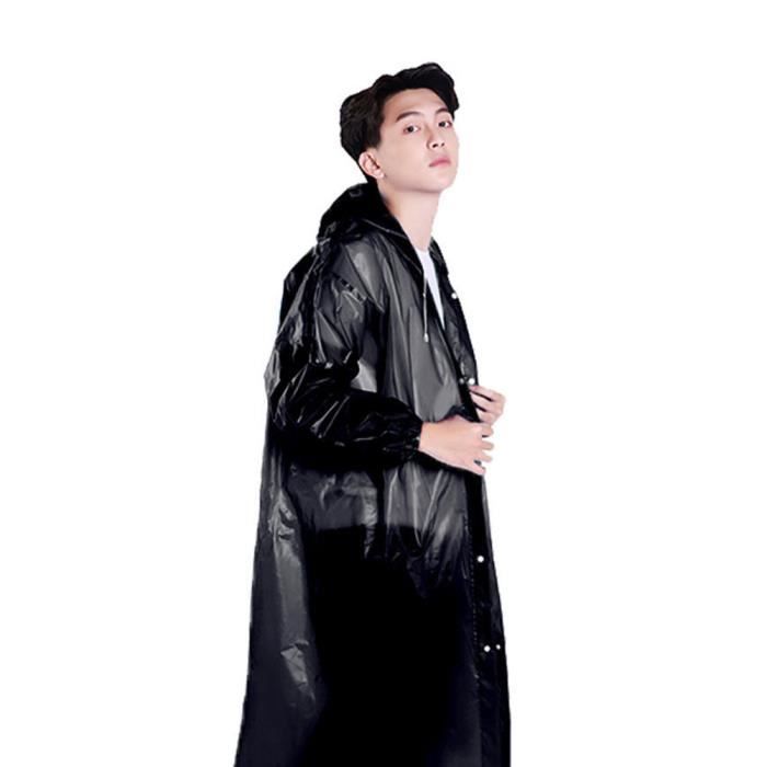 La couleur noire Manteau de pluie Long imperm?�able ?� capuche pour homme et femme, imperm?�able 