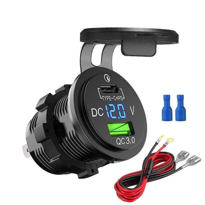 Acheter Prise de chargeur rapide USB 12V-24V PD Type C et QC 3.0 pour voiture, avec interrupteur, panneau de prise de courant pour moto, bateau, RV, ATV