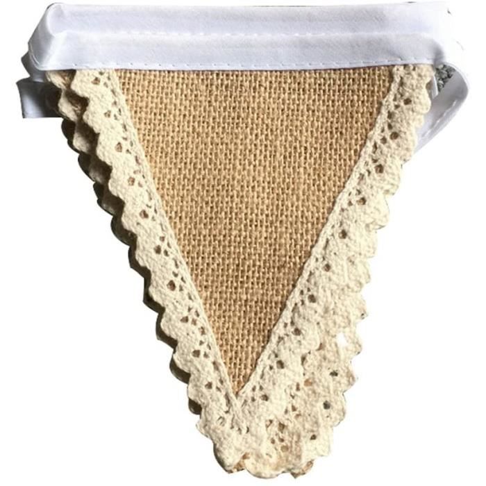 Guirlande Fanions Jute 3,7M - Bannière Vintage Pour Mariage, Fête Et Décoration Rustique