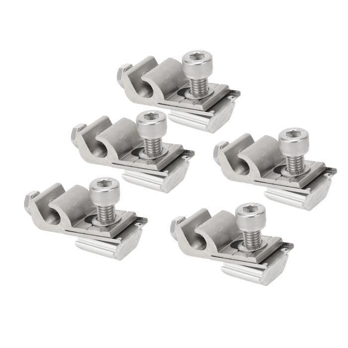 Kit De 8 Clips De Mise à Terre Pour Panneaux Solaires - Aluminium Anodisé - Fixation Sur Rail - Mizikuu