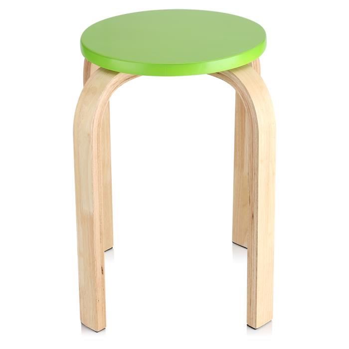 HONMEET Tabouret Rond En Bois Antidérapant – Petit Siège Bas Multifonction Pour Salle De Bain, Salon, Entrée