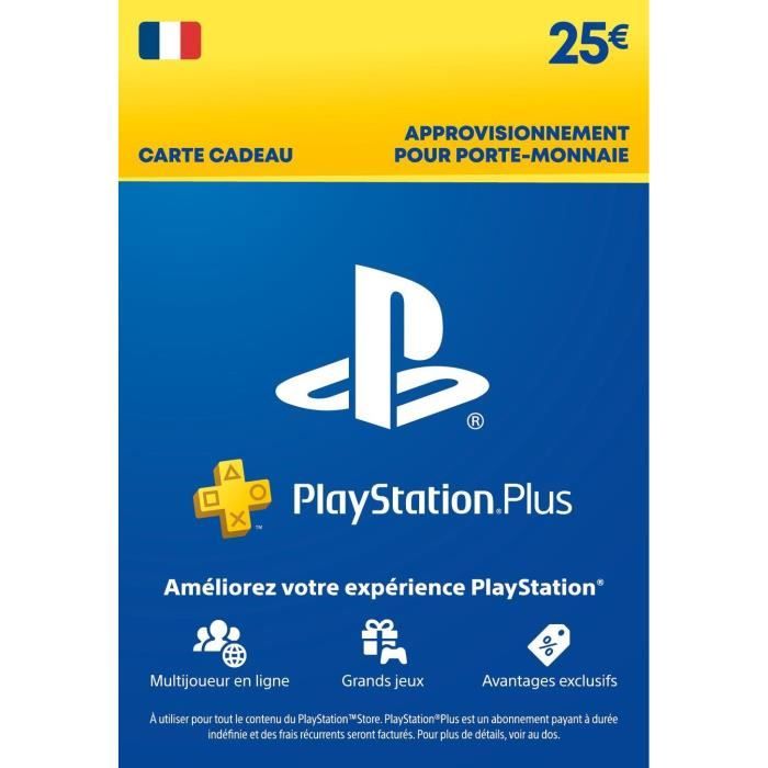 Carte cadeau numérique de 25€ à utiliser sur le PlayStation Store