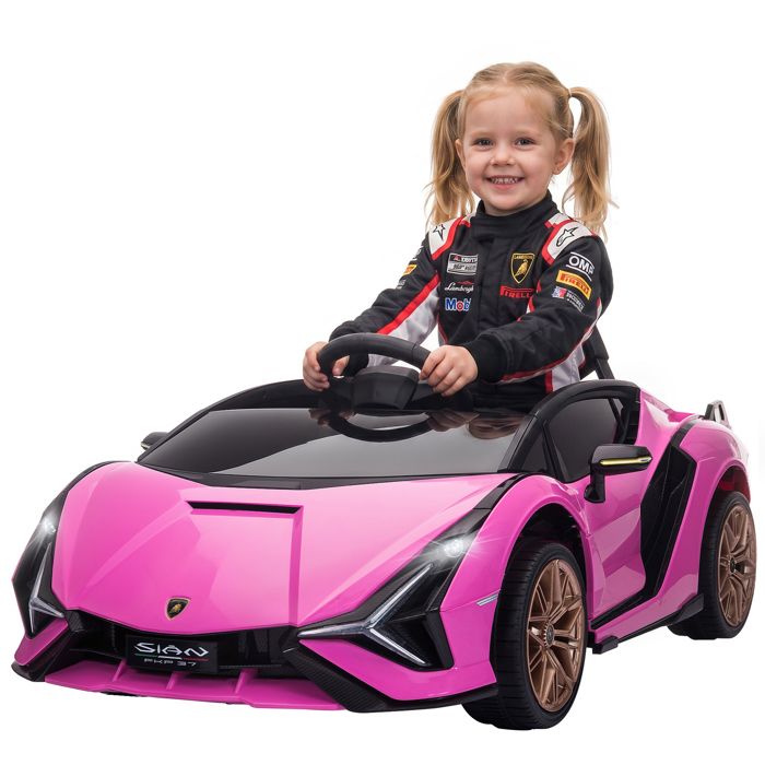 Voiture électrique enfant - véhicule électrique - HOMCOM - Lamborghini sian 12 V télécommande sons LED - PP - rose