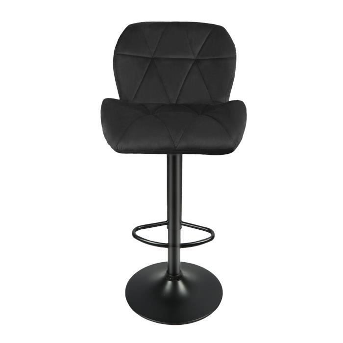 4 Tabourets De Bar Réglables Et Pivotants HUOLE - Hauteur 80-100cm - Assise Simili Cuir - Blanc/Noir