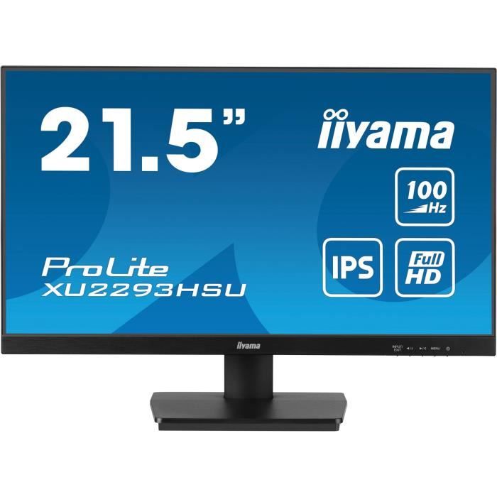 Écran PC – IIYAMA – XU2293HSU-B7 – 215 FHD – IPS – 100Hz – 1ms – HDMI/DP – USB HUB – Haut-parleurs – Noir