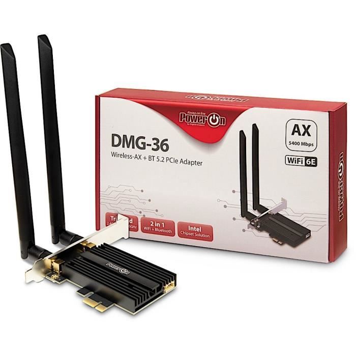 Carte Réseau Inter Tech DMG 36 PCI Express 5400 Mbit/ Wi Fi 6 Tribande Bluetooth 5.2 - vue 2