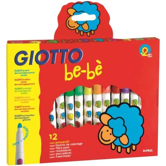 Le maxi feutre Giotto bébé est vendu par lot de 12 par Legeantdelafete. La  pointe est bloquée et est de diamètre 5.5mm. Dès 2 ans, - Cdiscount  Beaux-Arts et Loisirs créatifs