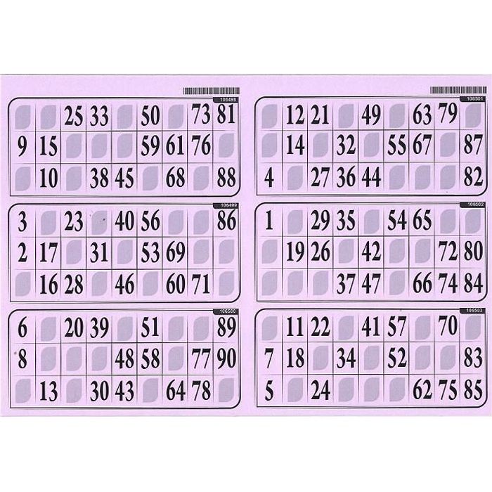 Carton de Jeu Loto 6 grilles sur une plaque 29x20cm epais rigide 1 mm usage  frequent Coloris lilas Set ccessoire et carte - Cdiscount Jeux - Jouets