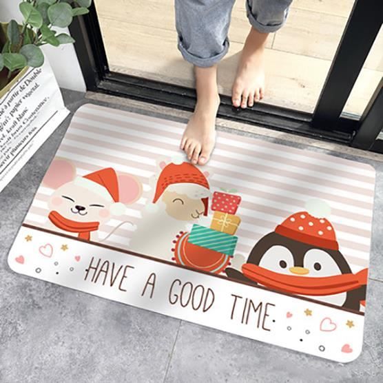 FOSDICK Paillasson De Noel, 60x40cm Tapis De Porte Camion Rouge, Antidérapant Tapis De Sol De