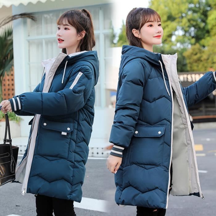 MANTEAU Femme Hiver Coton Garder au chaud Loisir Ample fermeture eclair Bleu GOGOQ Bleu Cdiscount Pret a Porter