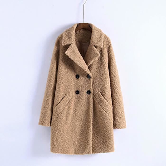 Manteau effet mouton marron discount