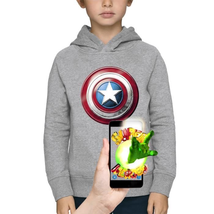 Sweat A Capuche 3d Anime Bouclier Captain America Pixel