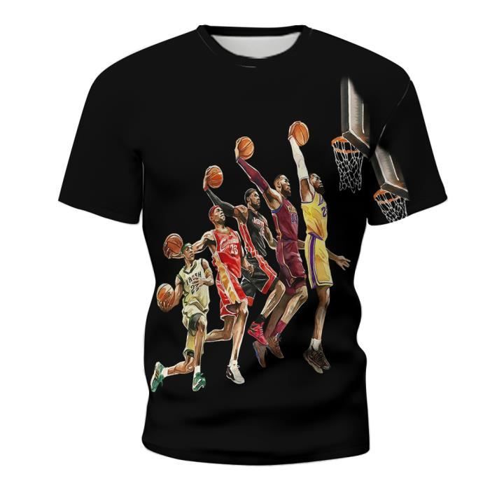 T-shirt anime,Nouveau T-shirt à Manches Courtes Pour Hommes Numérique 3D Impression Tenue De Basket-Ball Adultes Vêtements Enfants
