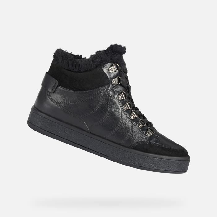Baskets basses D LEELU GEOX Femme Cuir Noir Lacets