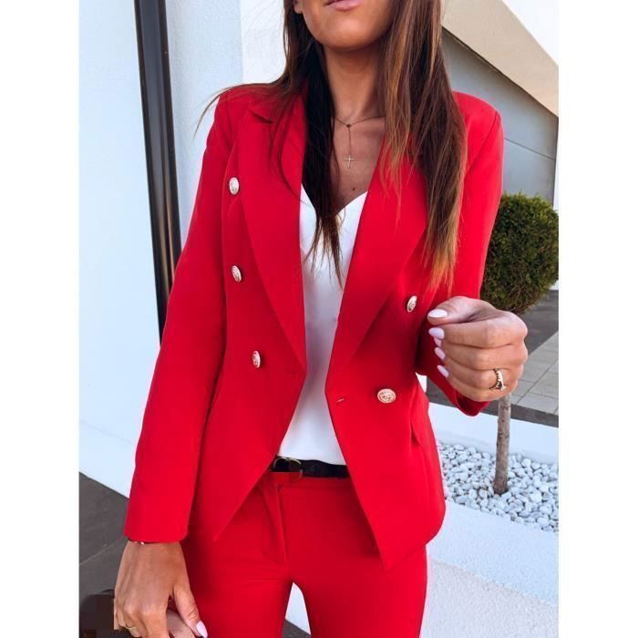 Manteau,Blazer grande taille pour femme, manteau cranté, Double