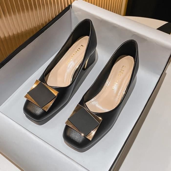Escarpin doré deals talon carré