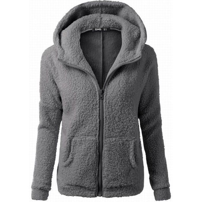Sweat zipp capuche en molleton femme Pull capuche en polaire
