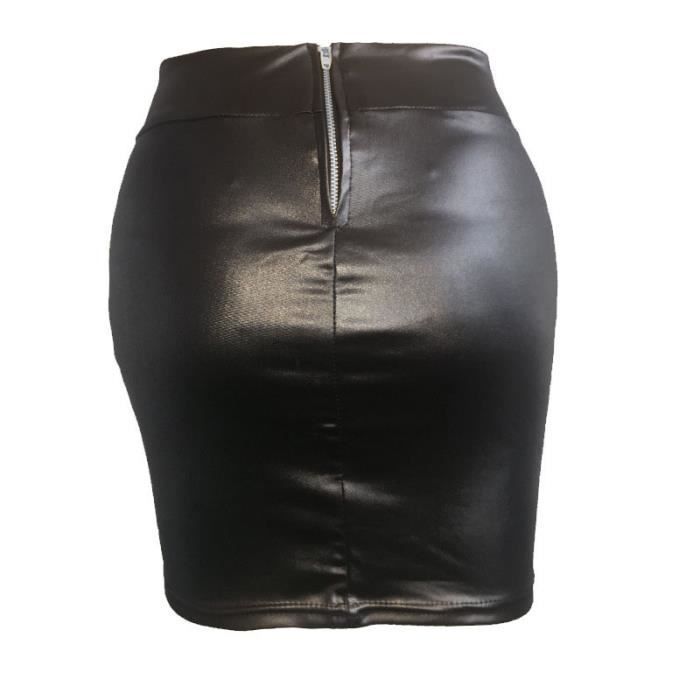 Jupe courte en simili cuir 2021 2A B9529473 Femme Taille haute Grande taille Sexy Slim Blanc Cdiscount Pret a Porter