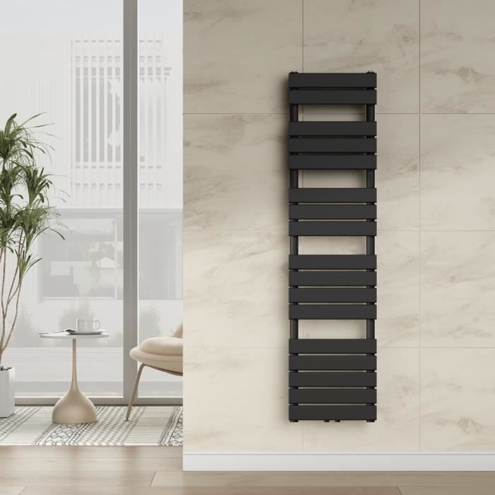 Radiateur sèche-serviettes Voss acier 160 x 40 cm noir