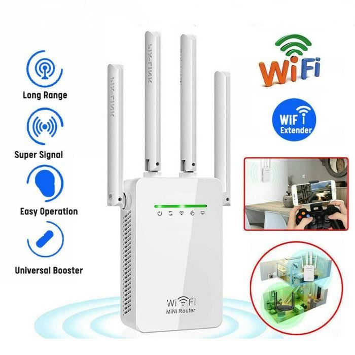 Répéteur WiFiAmplificateur WiFipour Votre Maison Puissant 2.4GHz WiFi BoosterCompatible avec Tous Les Routeurs