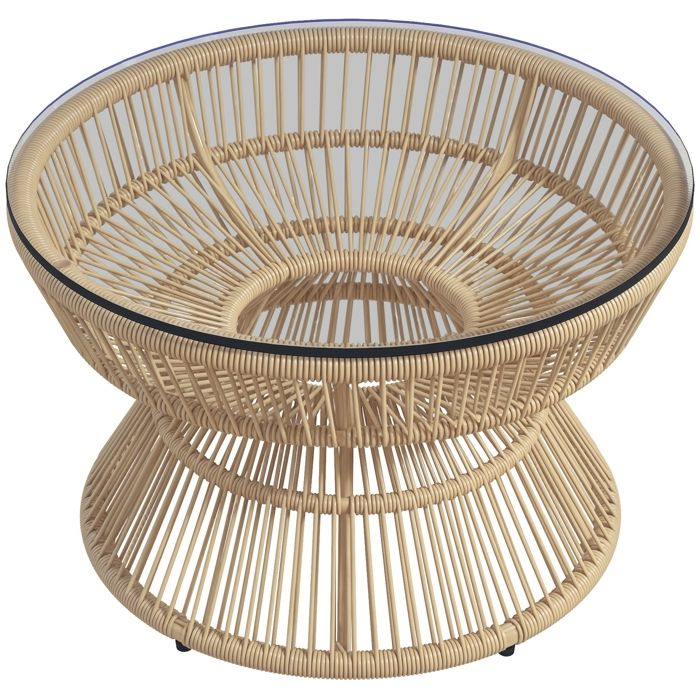 Outsunny - Table basse de jardin - Résine - 60x60x37cm - Bois naturel