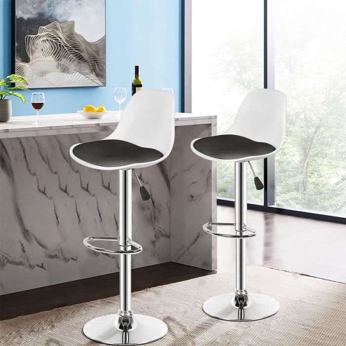 Tabourets de bar - PEACHES - Lot de 2 - Réglables en hauteur - Polyuréthane - Design contemporain