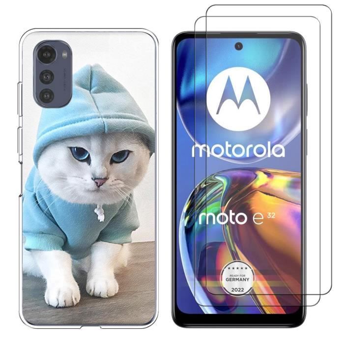 CXKJ Custodia per Motorola Moto E32 (6.50 pollice) + Pellicola Vetro Temperato,Trasparente Cover Morbido Silicone Custodie TPU Ultra Cover,per Moto E32 Antiurto Case - JS5