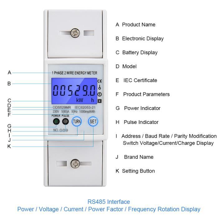 Compteur De Puissance Solaire 8-60V DC – 200A, Affichage Numérique, ABS, Neuf