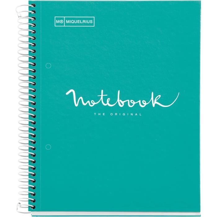 Carnet De Notes A4 Miquelrius Emotions - 80 Feuilles Quadrillées 5 Mm, Papier 90 G/m², Couverture Polypropylène Bleu Ciel, 4 Trous