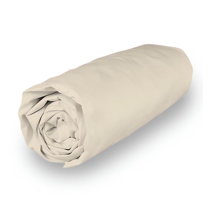 Drap housse en coton 140x190 cm PERCALE ecru par Soleil docre