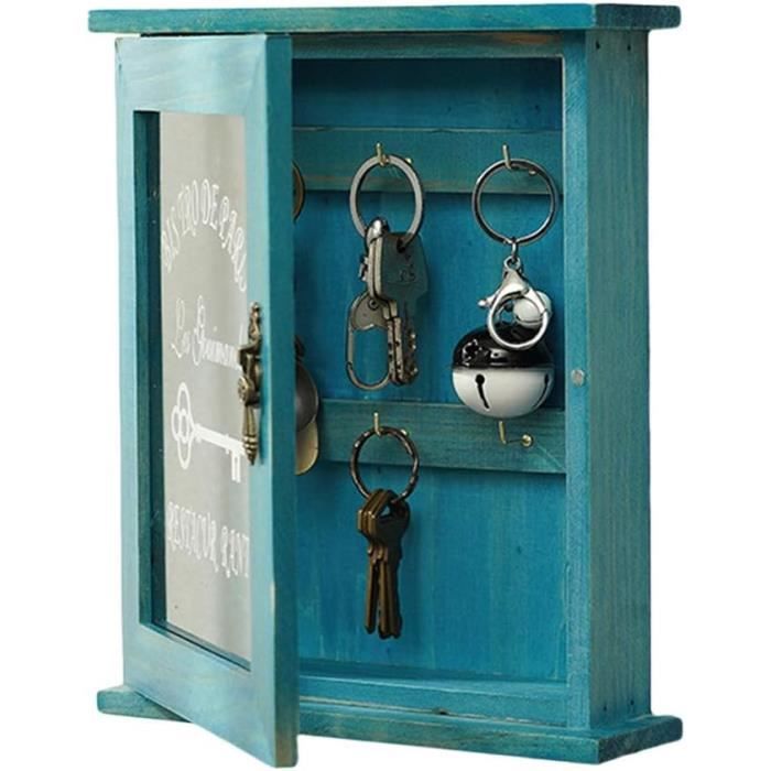 Boîte à Clés En Bois Et Laiton Doré NKlaus - 29x17x7cm, 6 Clés, Fermeture à Clic, Décoration Maritime