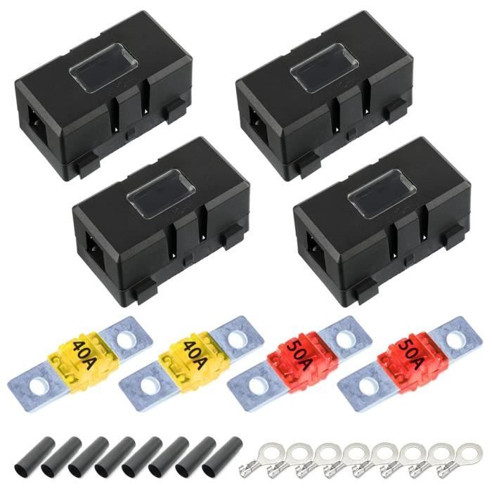 Porte-fusible Voiture 4 Pièces - Boîte Fusible Avec Fenêtre Transparente, Noir, Pour Auto, Bateau, Camion