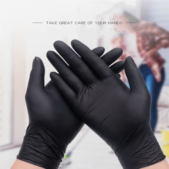 100PCS gants de nitrile jetables en nitrile noir poudre latex sans