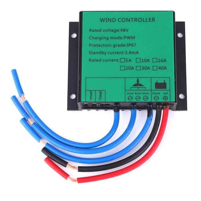 WOOXGEHM Contrôleur Éolienne 400W 48V – Régulateur Vent Intelligent IP67 Étanche Aluminium