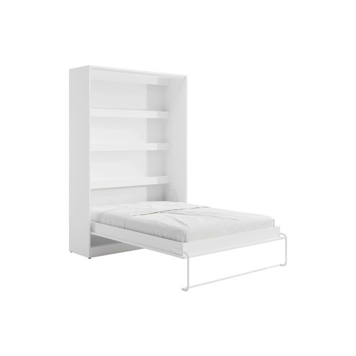 Lit escamotable 140 x 200 cm - Ouverture verticale manuelle - Avec LEDs - Blanc - RAPILI