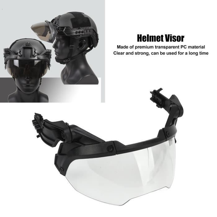 visière de casque Lunettes de casque pour lunettes de visière Airsoft réglables MICH PC avec lentille transparente pour la NOUVEAU