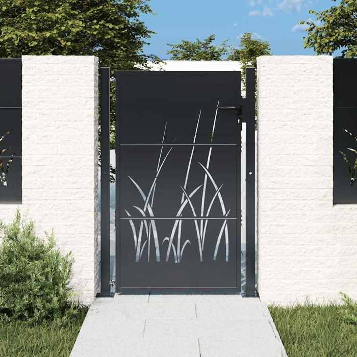 vidaXL Portail de Jardin Portillon de Patio Barrière de Sécurité Porte dExtérieure Terrasse Anthracite 105x130 cm Acier 153168