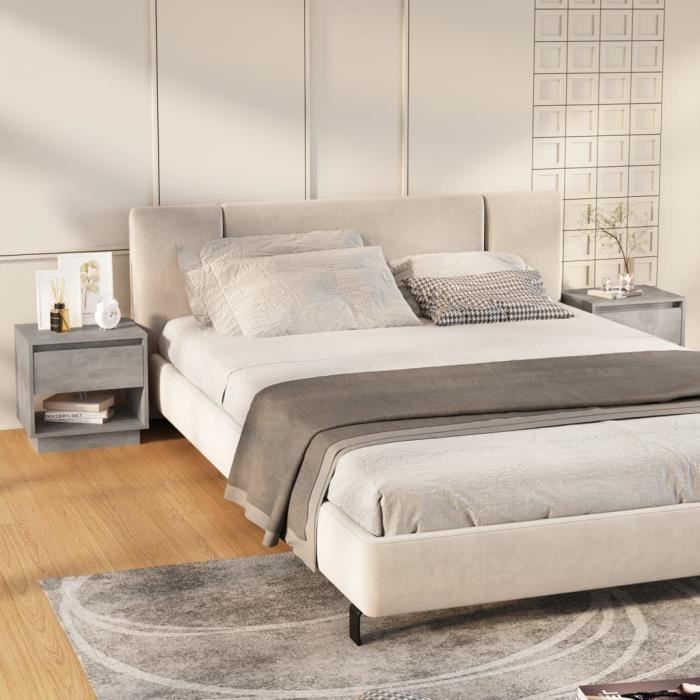 vidaXL Tables de chevet 2 pcs Gris béton 45x34x44 cm Aggloméré