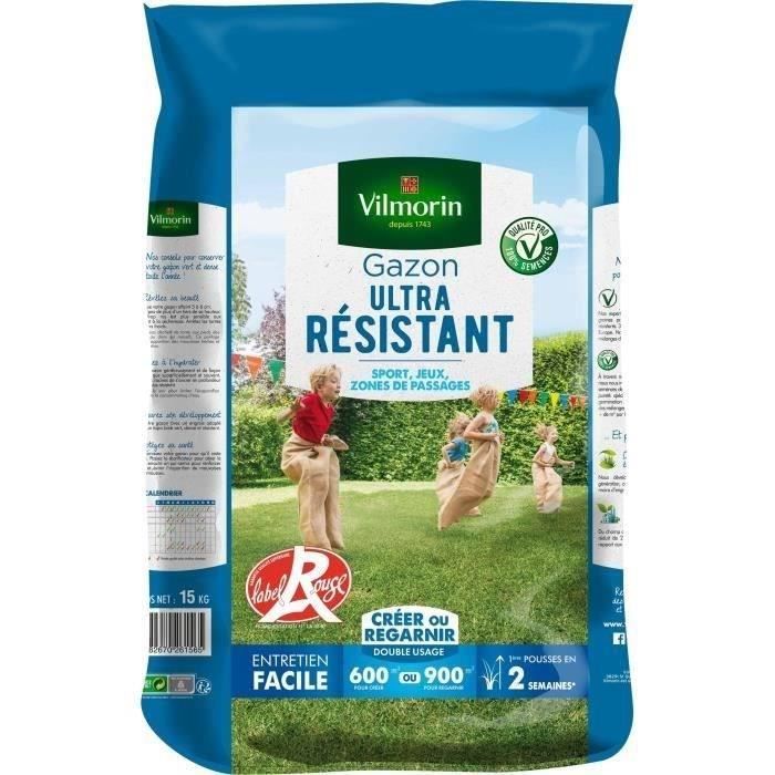 VILMORIN Semences de gazon ultra-résistant Label Rouge - 15 kg