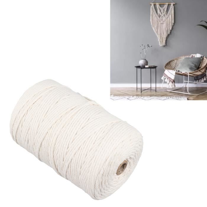 Corde Coton Naturel Blanc 6 Mm X 220 M - Enrouleur Pour Macramé, Artisanat, Animaux