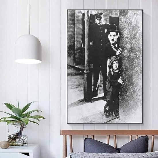 Poster Toile Charlie Chaplin 60x90 Cm - Déco Bureau Ou Chambre - Impression Haute Qualité