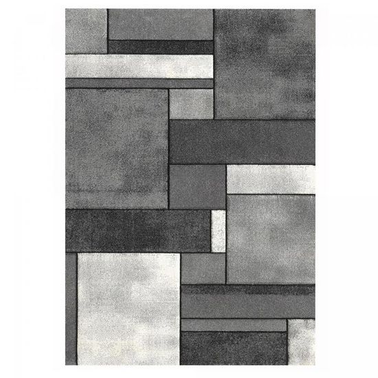 Nouveau Tapis Design Moderne Petit Extra Large Soft pile Wave/BOX/carreaux motif gris 